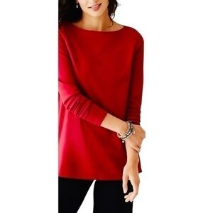 J. Jill Wearever Boat Neck Rib Knit A Line Top